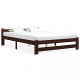 Cumpara ieftin Cadru de pat, maro &icirc;nchis, 180x200 cm, lemn masiv de pin