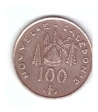 Moneda Noua Caledonie 100 francs/franci 1991, stare buna, curata