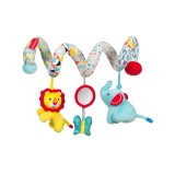Jucarie Spirala pentru carucior, Model Animalute, ATU-083937, Multicolor, Textil, Oem