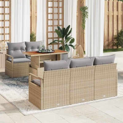 Set de canapele pentru grădină Manual 6 pcs bej și gri deschis foto