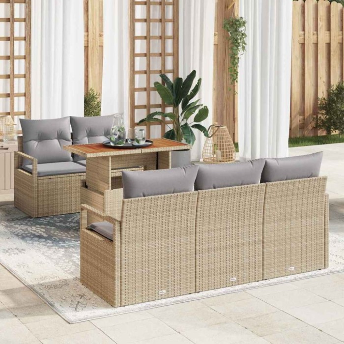 Set de canapele pentru grădină Manual 6 pcs bej și gri deschis