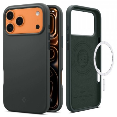 Husa MagSafe pentru Apple iPhone 17 Pro, Spigen, Silicone Fit, Verde foto