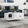 Masuta Cafea Gossi Alb 90x50x40 cm Lemn Prelucrat Dreptunghiulara