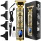 Trimmer profesional de tuns barba sau parul, lama din titan + ceramica, cu acumulator, accesorii incluse, model woodman t9