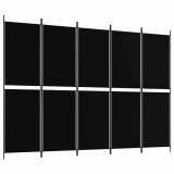 Cumpara ieftin Paravan de camera cu 5 panouri, negru, 250 x 180 cm, textil