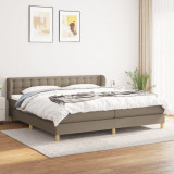 Gossi pat box spring cu saltea, gri taupe, 200x200 cm, textil