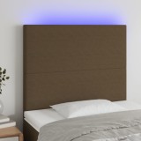 vidaXL Tăblie de pat cu LED, maro &icirc;nchis, 80x5x118/128 cm, textil