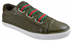 Pantofi Casual Barbati Verde Kaki cu elastice smart foto