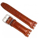 Cumpara ieftin Curea Ceas Premium &ndash; Piele Naturală Maro, Imprimeu Șarpe, 21mm SW23MM