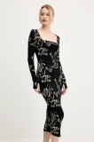 Desigual rochie VALENCIA culoarea negru, midi, mulată, 25SWVK05
