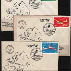 ROMANIA 1993 - AVIATIE PRIM ZBOR IN FORMATIE A 2 AVIOANE. INTREGURI POSTALE, Z67