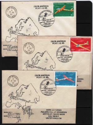ROMANIA 1993 - AVIATIE PRIM ZBOR IN FORMATIE A 2 AVIOANE. INTREGURI POSTALE, Z67 foto
