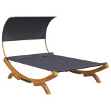 Cumpara ieftin Pat de exterior cu baldachin antracit 165x203x126 cm lemn masiv