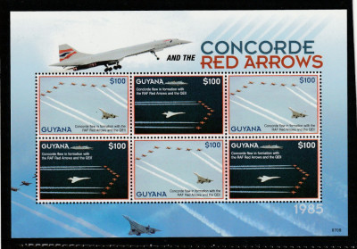 Guyana 2007-Aviatie,Zbor in formatie cu Royal Air Force,bloc,MNH,Mi.7961-7962KB foto