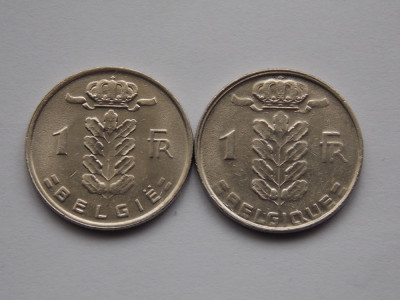 LOT 2 MONEDE diferite 1 FRANC BELGIA 1980 foto