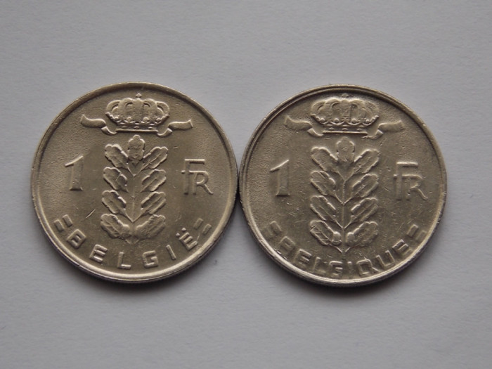 LOT 2 MONEDE diferite 1 FRANC BELGIA 1980