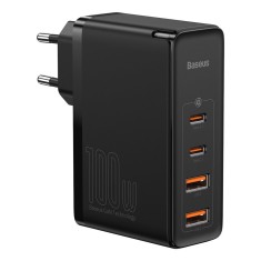 Incarcator 2x usb-c pd 100w, 2x usb-a qc3.0 cu cablu tip-c la tip-c baseus (ccgan2p-l01), negru