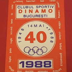 Calendar (1988) fotbal - DINAMO BUCURESTI (aniversare 40 ani)