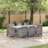 vidaXL Set dining grădină 9 piese gri deschis ratan sintetic