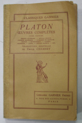 PLATON , OEUVRES COMPLETES , TOME PREMIER , TEXT IN LB. FRANCEZA , 1936, VEZI DESCRIERE ! foto