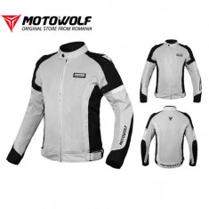Geaca moto textil Motowolf, protectii umeri/coate/spate, waterproof, material 600D Oxford, contine mesada detasabila K380, Gri