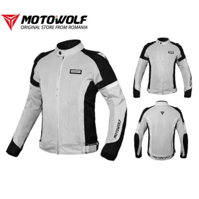 Geaca moto textil Motowolf, protectii umeri/coate/spate, waterproof, material 600D Oxford, contine mesada detasabila K380, Gri foto