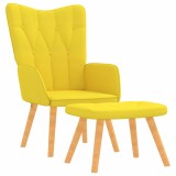 Cumpara ieftin Scaun relaxare cu taburet, galben mustar, textil