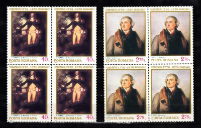 A11 TX9 13 - 1976 - Bicentenarul revolutiei americane - pereche de cate patru timbre foto