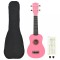 Set ukulele soprano, cu husă, pentru copii, roz, 21&quot;