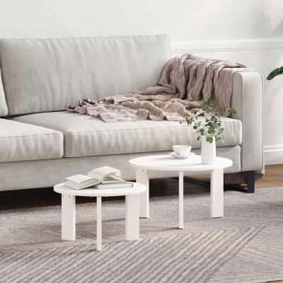vidaXL Set de măsuțe de cafea 2 pcs Alb 47.5 x 47.5 x 27 cm foto