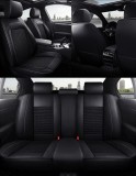 Set Huse Auto universale luxoase din piele ecologica cu material textil, negru pentru scaune fata si spate