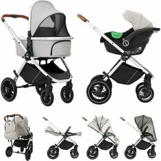Carucior 3 in 1, FreeON, Joy, Reversibil, Cu cadru din aluminiu, Scoica auto, Husa picioare, Geanta mamici si accesorii, Conform foto