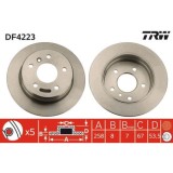 Set discuri frana spate TRW, Mercedes Clasa A (W168), 07.1997-08.2005, Vaneo (414), 02.2002-07.2005, spate; puntea spate; Tip frina : diSC / tambur;