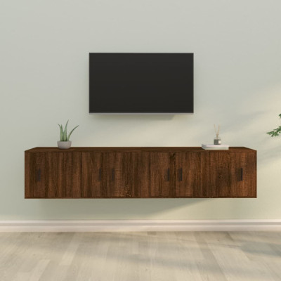 vidaXL Set dulapuri TV, 4 piese, stejar maro, lemn prelucrat foto