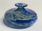 Vază de Studio Mdina Glass, &icirc;n stilul Blue Lagoon sau Seascape, suflata manual, semnata si datata 1989
