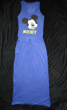 ROCHIE ALBASTRA LUNGA MAXI BUZUNARE IMPRIMEU MICKEY MOUSE FUNDA MINNIE, M, S, Albastru, Bumbac