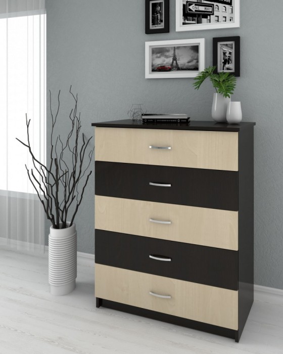 Comoda 5 Sertare Wenge + Mesteacan