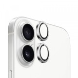 Folie de protectie Camera Spate Blueo Metal Frame pentru Apple iPhone 16 Plus / 16, Sticla Securizata, Argintie