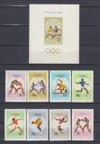 ROMANIA 1968 LP 680 LP 681 OLIMPIADA MEXIC SERIE+COLITA NEDANTELATA MNH, Nestampilat