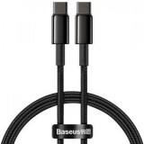 Cablu alimentare si date Baseus Tungsten Gold, Fast Charging Data Cable pt. smartphone, USB Type-C la USB Type-C 100W, braided, 1m, negru