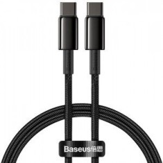 Cablu alimentare si date Baseus Tungsten Gold, Fast Charging Data Cable pt. smartphone, USB Type-C la USB Type-C 100W, braided, 1m, negru