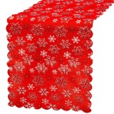 Fata de masa pentru decor, cu motive de Craciun, din stofa, 34x187cm, rosu Household NewTrend
