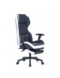 Scaun directorial GN77 Kronos, suport picioare retractabil, mecanism multiblock, piele ecologica, baza metalica, 100 kg, negru/alb