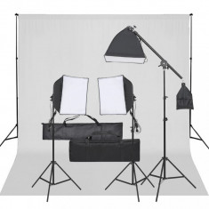 vidaXL Kit studio foto cu set de lumini și fundal foto
