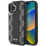 Husa piele iPhone 16 Plus DKNY Leather Hardcase Checkered Pattern Magsafe, negru, DKHMP16MPCPVSLK
