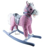 Calut Balansoar, lemn + plus, roz, 74x33x62 cm