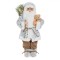 Figurină Decorativă Crăciun, Model Moș Crăciun, &Icirc;nălțime 45 cm, Culoare Gri Alb, Material Poliester