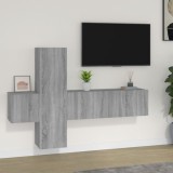 vidaXL Set dulap TV, 3 piese, gri sonoma, lemn prelucrat
