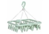 Uscător pentru șosete și lenjerie intimă, 32 clești, plastic, albastru, 32x32 cm