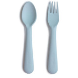 Mushie Fork and Spoon Set tac&acirc;muri Powder Blue 2 buc